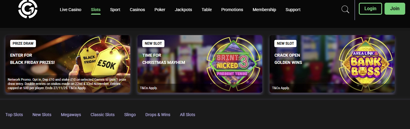 Dark Grosvenor Casino interface preview